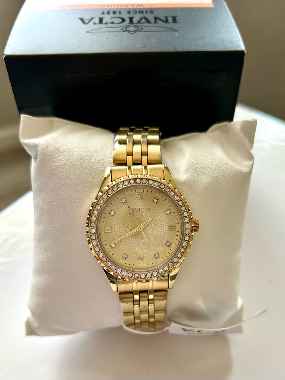 Invicta Gold Crystal Bezel Ladies Bracelet Watch
